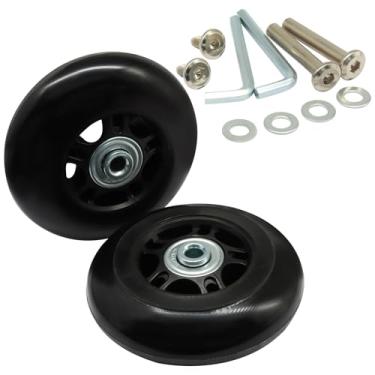 Imagem de Hordion 2 peças de substituição de rodas de bagagem, kits de reparo de roda de borracha preta de 80 x 24 mm, peças de reposição para bolsa de trole, placa de rodízio de skate em linha