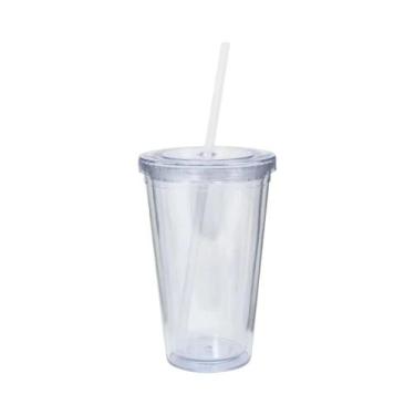 Imagem de Copo De Plástico Transparente 350/450/650ml Com Tampa E Canudo, Copo P
