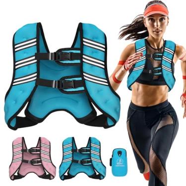 Imagem de Colete de peso para homens e mulheres, colete de peso corporal ajustável de 7,3 kg, listras refletivas para treinamento, corrida, caminhada, preto (azul, 7,3 kg)