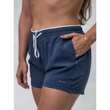 Imagem de Short Ocean Bravo Azul Jeans com Branco-Feminino
