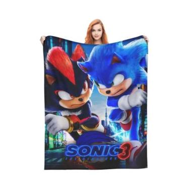Imagem de Manta Macia E Quente Com Estampa De Sonics, Cobertor Decorativo Para V