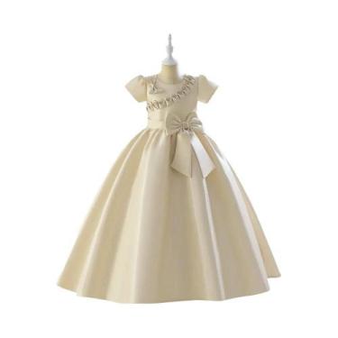 Imagem de Vestido De Festa Infantil Com Manga Curta E Laço Para Aniversário, Cas