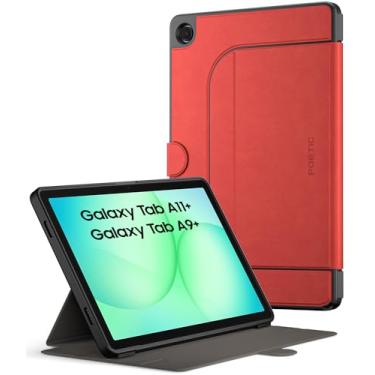 Imagem de Poetic Explorer Magnetic para Samsung Galaxy Tab A11+ Plus (2025)/A9+ Plus (2023), capa fólio com suporte, suporte magnético super forte para tablet Galaxy A9 Plus/A11 Plus, vermelho escuro