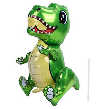 Imagem de Balões em forma de dinossauro, decorações de balão de animais, suprimentos infláveis ​​para festa de aniversário de crianças, folha de alumínio 80cm 31,5 pol. (Verde)