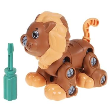 Imagem de Jungle Toys Brinquedos de Animais Selvagens Desmontáveis, Kit de Montagem com 6 Animais, Ferramentas Incluídas, para Crianças (Leão - Marrom)