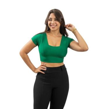 Imagem de Blusa Top Cropped Suplex Com Manga Decote Quadrado E Bojo - 40 Graus M