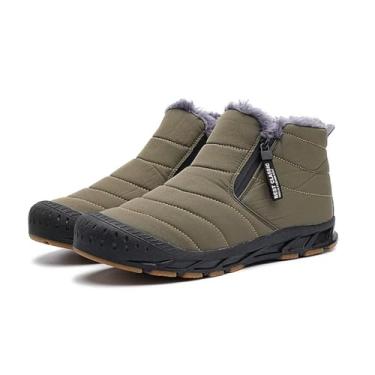 Imagem de Jakcuz Botas De Neve Masculinas, Inverno Respiráveis, Sapatos Antiderrapantes, Tênis Com Zíper E Forro Pele, Quentes Para Homens, Verde, Tamanho 11
