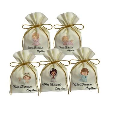 Imagem de Kit 20 Saquinhos Festas Surpresa Lembrancinhas Batizado Batismo Menina