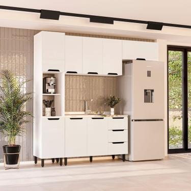 Imagem de Cozinha 4 Peças Balcão Sem Tampo Meena Branco-preto