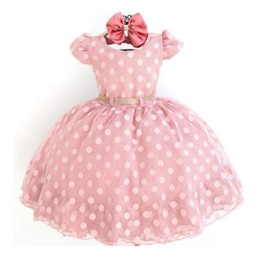 Imagem de Vestido Infantil Rosa Rose Bolinha Luxo E Tiara - Pingo De Gente, Rosa