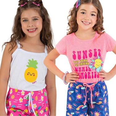 Imagem de Lote Kit 2 Conjuntos Infantil de Verão Menina 4 Peças de Roupa Infanti