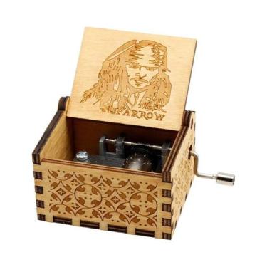 Imagem de Caixa De Música De Madeira Esculpida Com Manivela, Tema Feliz Natal, P