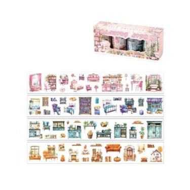 Imagem de Conjunto De 4 Rolos De Fita Washi Kawaii Cartoon, Fitas Adesivas PET F
