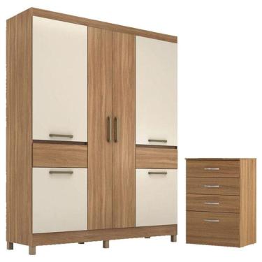 Imagem de Cômoda Astral E Guarda Roupa Casal Mauá Amêndola Off White - Demóbile