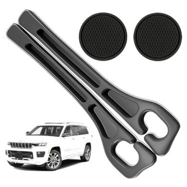Imagem de POSPICE Organizador de enchimento de lacunas de assento de carro compatível com acessórios Jeep Grand Cherokee, bloqueador de plugue de lacuna de assento com slot de armazenamento, suporte de copo de