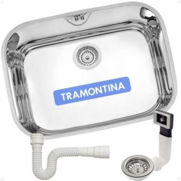 Imagem de Cuba Cozinha Inox Tramontina 48x34 Alto Brilho Luxo Prime Lavínia Com 