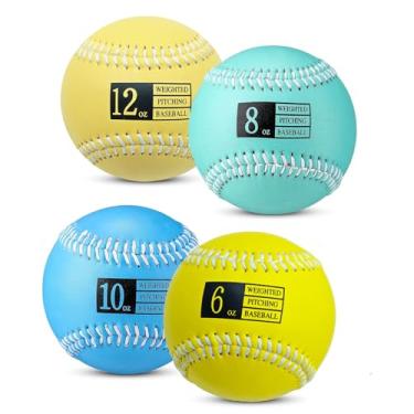 Imagem de Pacote com 4 bolas de softball pesadas, bolas de beisebol de 22 polegadas para treinamento de força e velocidade | Bolas ponderadas para prática de beisebol ou softbol para jovens e adultos (170 g