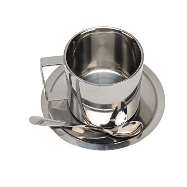 Imagem de Acouto Conjunto de Xícara de café Inoxidável de Parede Dupla Conjunto de Xícara de café Inoxidável de de Latte Cappuccino de Parede Dupla à Prova de Ferrugem Casas Camping Copos de Empilháveis (260ml)