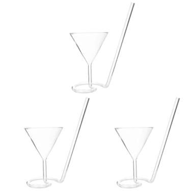 Imagem de 3 copos de coquetel transparentes em forma de espiral, copo de vinho para coquetel conjunto de 3 copos de martini espirais exclusivos com taças de palha copos para KTV Home Bar Club restaurante, festa