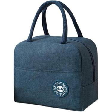 Imagem de Bolsa Termica Necessaire Portatil Lancheira Dobravel Organizadora Bolso Externo Semi-Impermeavel com Alça (Azul Marinho)