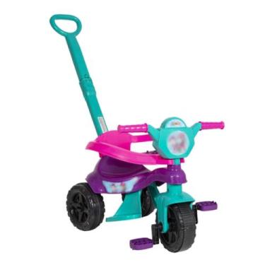 Imagem de Triciclo Infantil Menina Roxo Com Haste De Empurrar Removível Velotrol