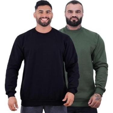 Imagem de Kit 2 Blusa de Frio Moletom Basic MXD Conceito Sem Capuz Lisas-Masculino