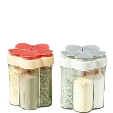 Imagem de Pote Porta Temperos Condimentos e Alimentos 5 em 1 com 5 Divisórias Saleiro Pimenteiro Organizador Cozinha Prático