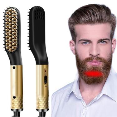 Imagem de Escova elétrica para pentear o cabelo, aparelhos masculinos para pentear cabelo, profissional, multifuncional, escova alisadora de barba, ferramentas de estilo rápido para viagens em casa (plugue EUA)