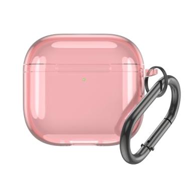 Imagem de Capa para AirPods 4 com chaveiro, capa de fone de ouvido de silicone transparente, capa protetora de pele macia, capa antiqueda para fone de ouvido (rosa, AirpodsPro4)