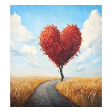 Imagem de Qilmy Capa magnética para lava-louças Dia dos Namorados corações vermelhos 58 x 66 cm para porta da frente capas decorativas de geladeira adesivo de folha magnética para máquina de lavar louça painel