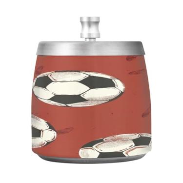 Imagem de STAYTOP Cinzeiro de futebol colorido com tampa, cinzeiro de aço inoxidável à prova de vento, sem fumaça, grande cinzeiro de cigarro ao ar livre para decoração de escritório em casa