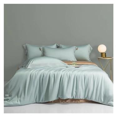 Imagem de Jogo de cama 600 fios, reversível, marrom creme, com laços de zíper, lençol macio e refrescante, fronhas (lençol com elástico B_Queen 4 peças)