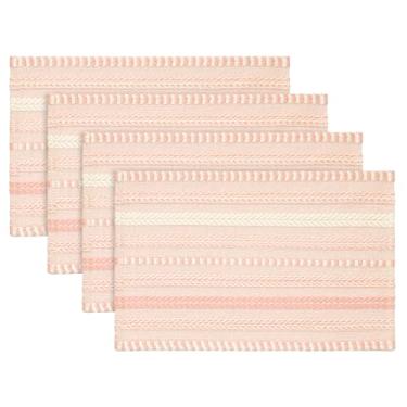 Imagem de Artoid Mode Jogo americano listrado trançado de fazenda, rosa, conjunto de tapetes de mesa sazonais de 4,30 x 45,7 cm, decoração de festa, cozinha, jantar