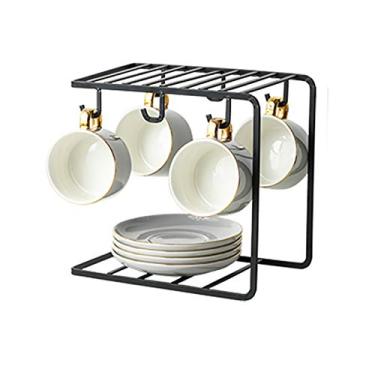 Imagem de Conjunto de chá, xícaras de chá e pires, xícaras de café, colher, porcelana, conjunto de chá, suporte de caneca de metal, conjunto de máquina de chá, várias especificações e cores, conjunto de bule de