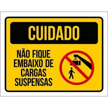 Imagem de Placa Cuidado Não Fique Embaixo De Cargas Suspensas 27X35 - Sinalizo
