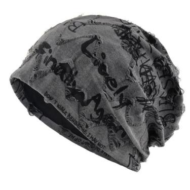 Imagem de Gorros Unissex Vintage Com Estampa De Letras Desgastadas, Forrados Com