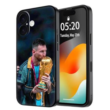 Imagem de C0KC0IP Capa para iPhone 16 Plus, Mess%i Super Jogador de Futebol Moda Proteção Total Silicone Macio TPU Absorção de Choque Capa para iPhone 16 Plus 6,7 polegadas, Bandeira do Futebol Argentina #10