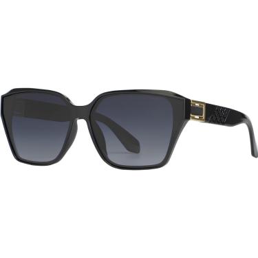 Imagem de Óculos de Sol Feminino Formato Quadrado Lente Polarizada Proteção UV400 Hastes Metal Dourado 6475-Feminino