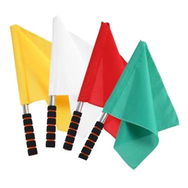 Imagem de GALPADA 4 peças de sinalização manual bandeira de árbitro comandante com poste de aço inoxidável amarelo vermelho verde branco para esportes e eventos ao ar livre