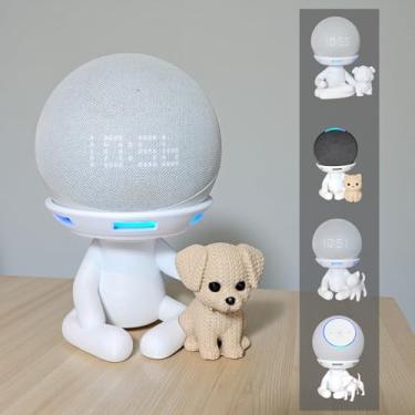 Imagem de Suporte Alexa Echo Dot 3, 4 e 5, Echo Pop e Echo Max Robert Cachorro Caramelo Multiuso e outros. Coleção, Decoração Presente. Stand de Mesa