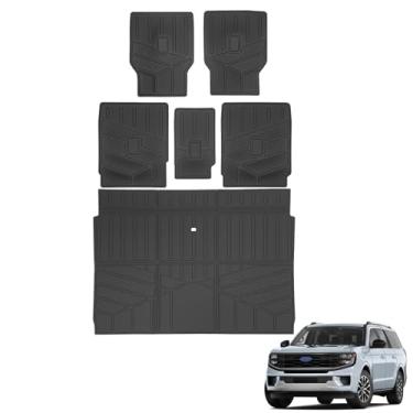 Imagem de HUYINPJ Tapete de carga e forro de encosto 7 assentos compatíveis com 2025-2026 Ford Expedition Max/Lincoln Navigator L forro de carga TPE forro de porta-malas para todos os climas Expedition Max