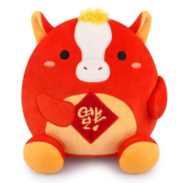 Imagem de Hagusahuo Ano Novo Lunar de Pelúcia Ano Novo Chinês 2026 Decorações, Cavalo Vermelho e Dourado Bicho de Pelúcia com Saco da Sorte, Lindo Cavalo Vermelho de Pelúcia Presentes para Crianças Meninos