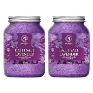 Imagem de Sal marinho com óleo essencial de lavanda natural – conjunto de 2 × 1,304 g – sais de banho de aromaterapia – relaxamento e cuidados com o corpo
