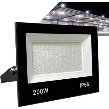 Imagem de Refletor de LED Holofote 200W Branco Frio 6500K - IP66 à Prova d’Água Econômico para Jardim, Fachada e Quintal Iluminação Forte Premium (200, Watts)