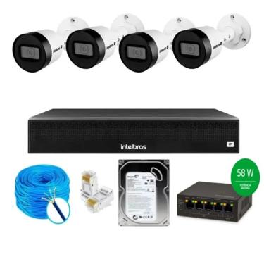Imagem de Câmeras de Segurança Vipc 1230b Intelbras kit com 4 unidades + Gravador Nvd 1404 Hd 1tb Completo