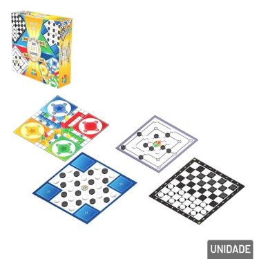 Imagem de Jogo de Tabuleiro 4 EM 1 Dama Trilha Ludo Resta 1 - Tudo em Caixa