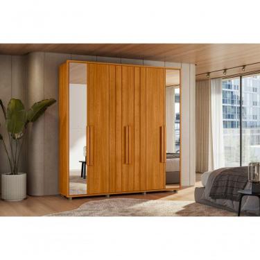 Imagem de Guarda Roupa Portinari Com Espelho Mdf-6 Portas De Abrir Com Amortecimento - 4 Gavetas Com Corrediças Telescópicas