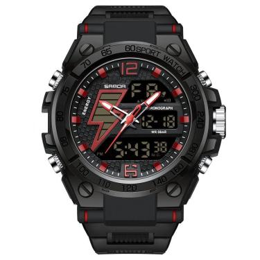 Imagem de Relógio Masculino Militar Esportivo Digital 6137 Preto Vermelho