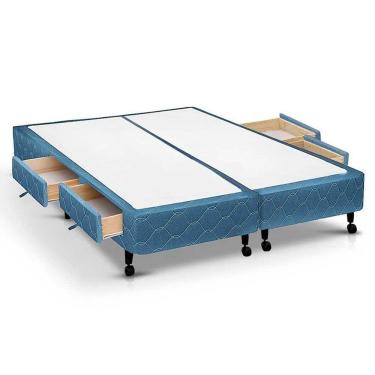 Imagem de Cama Box Base C-gavetas Queen Poli Tecido Blue (158x27-c-4 Gavs) - Castor