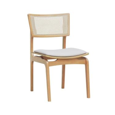 Imagem de Cadeira Apollo Madeira Maciça Encosto Telinha Assento Anatômico - Natural Estofado Corano Bege